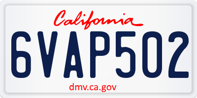 CA license plate 6VAP502