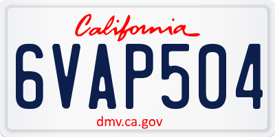 CA license plate 6VAP504