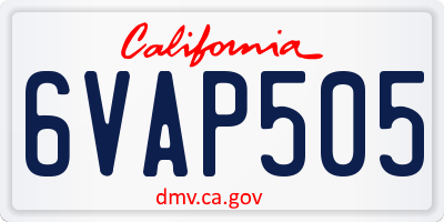 CA license plate 6VAP505