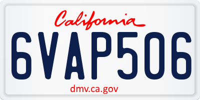 CA license plate 6VAP506