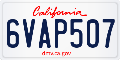 CA license plate 6VAP507