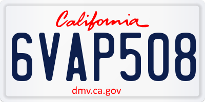 CA license plate 6VAP508