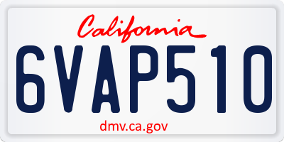 CA license plate 6VAP510