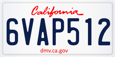 CA license plate 6VAP512