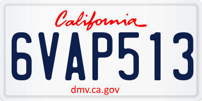 CA license plate 6VAP513