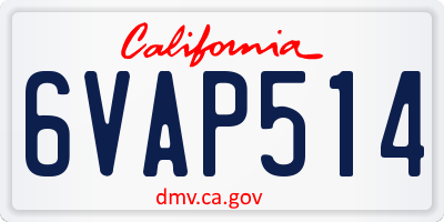 CA license plate 6VAP514