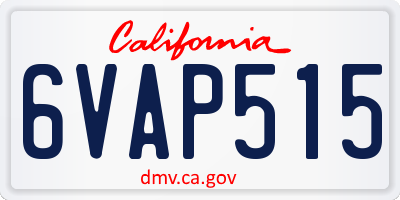 CA license plate 6VAP515