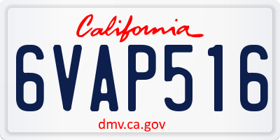 CA license plate 6VAP516