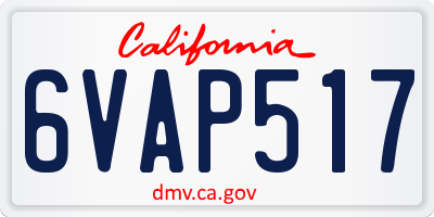 CA license plate 6VAP517
