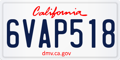 CA license plate 6VAP518