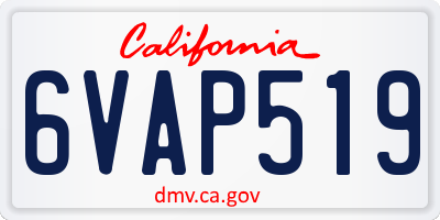 CA license plate 6VAP519