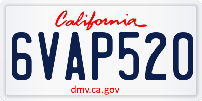 CA license plate 6VAP520
