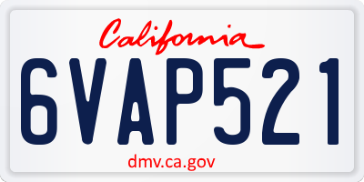 CA license plate 6VAP521