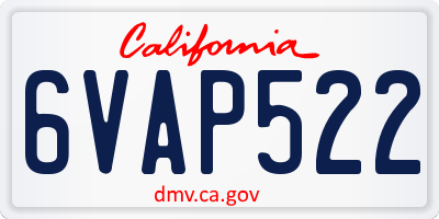 CA license plate 6VAP522