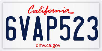 CA license plate 6VAP523