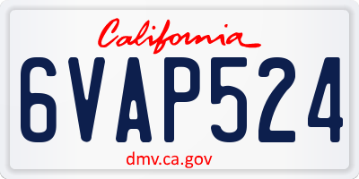 CA license plate 6VAP524
