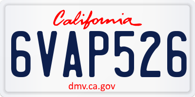 CA license plate 6VAP526
