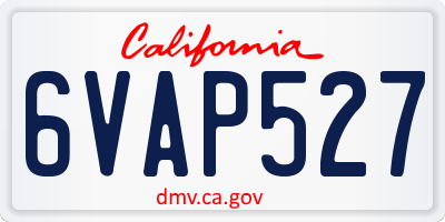CA license plate 6VAP527