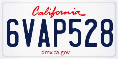 CA license plate 6VAP528