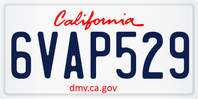 CA license plate 6VAP529