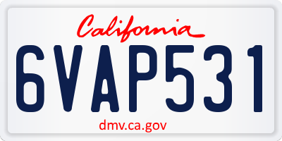 CA license plate 6VAP531