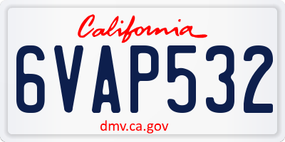 CA license plate 6VAP532
