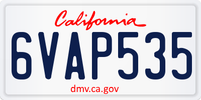 CA license plate 6VAP535