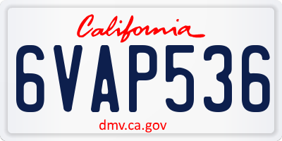 CA license plate 6VAP536
