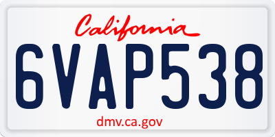 CA license plate 6VAP538