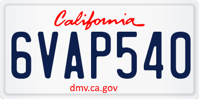 CA license plate 6VAP540