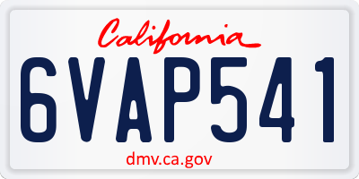 CA license plate 6VAP541