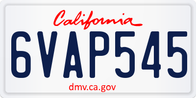 CA license plate 6VAP545