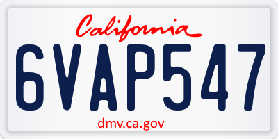 CA license plate 6VAP547