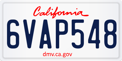 CA license plate 6VAP548