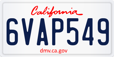 CA license plate 6VAP549