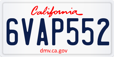 CA license plate 6VAP552