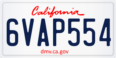 CA license plate 6VAP554
