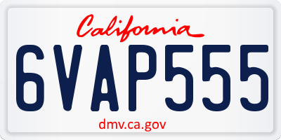 CA license plate 6VAP555