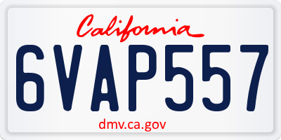CA license plate 6VAP557