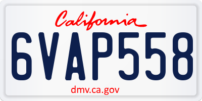 CA license plate 6VAP558