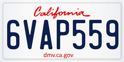 CA license plate 6VAP559