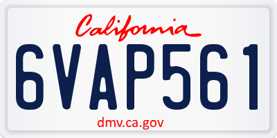 CA license plate 6VAP561