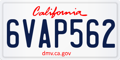 CA license plate 6VAP562