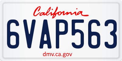 CA license plate 6VAP563