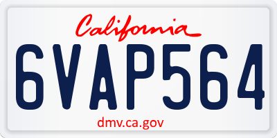 CA license plate 6VAP564