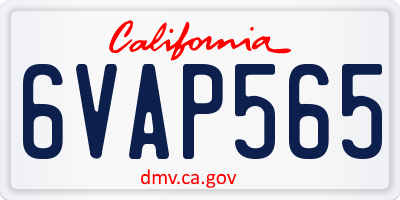 CA license plate 6VAP565