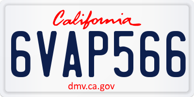 CA license plate 6VAP566