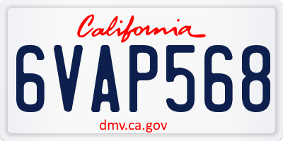 CA license plate 6VAP568