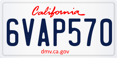 CA license plate 6VAP570