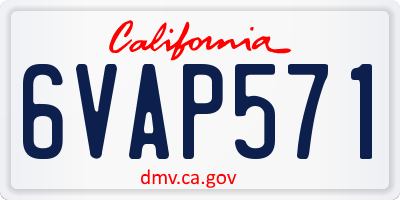 CA license plate 6VAP571